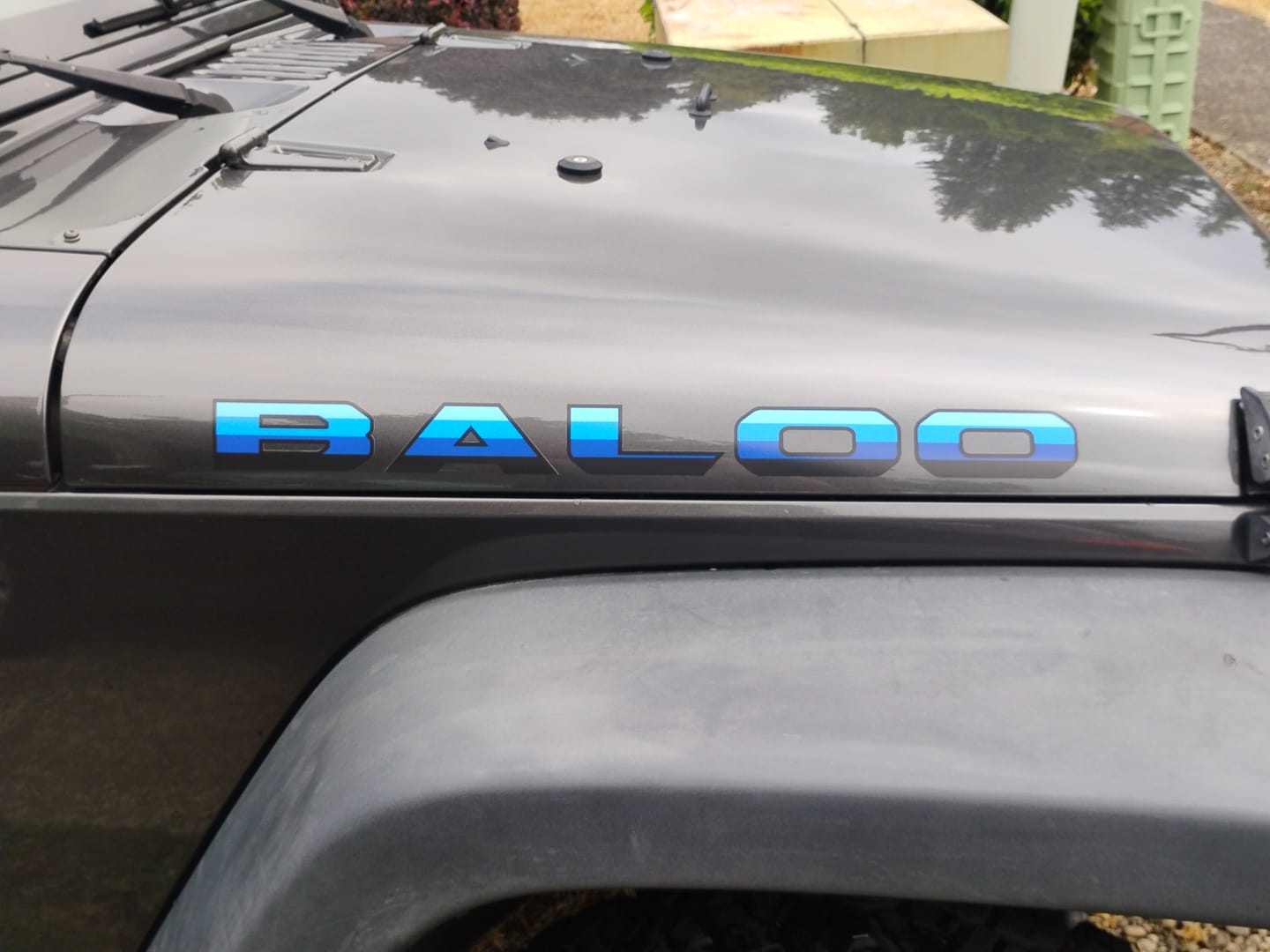 Customer photo review of Custom Hood Lettering | Inspired by J6 Honcho Edition (Four-Blue Stripe Series), Set of 2