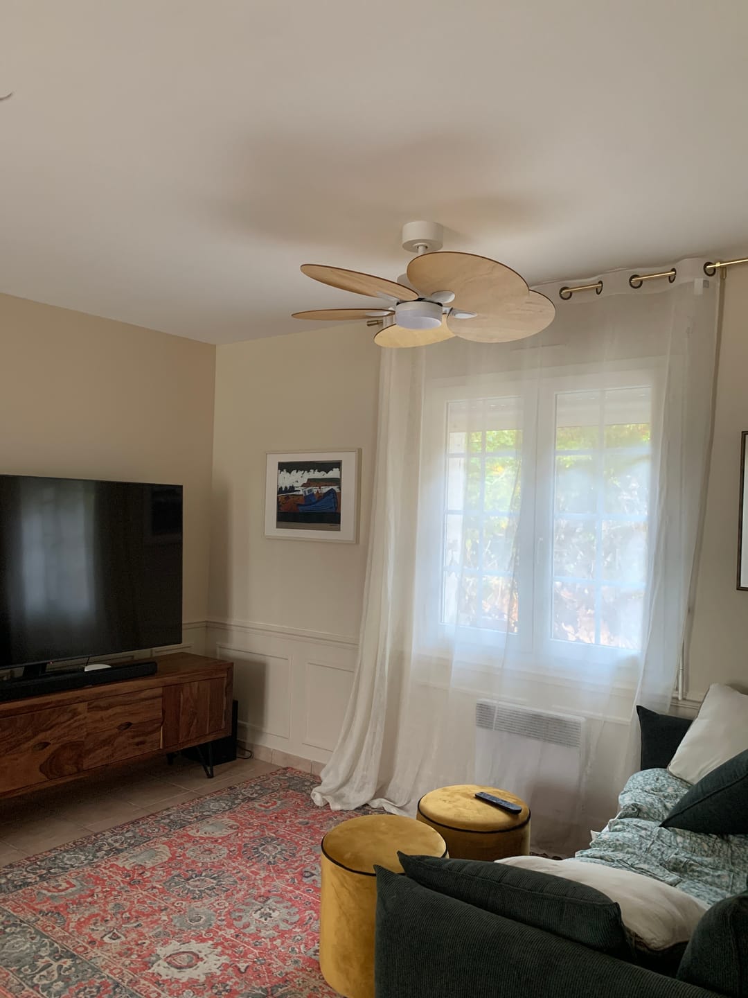 Customer photo review of Lotus teinté Chêne | Ventilateur de plafond