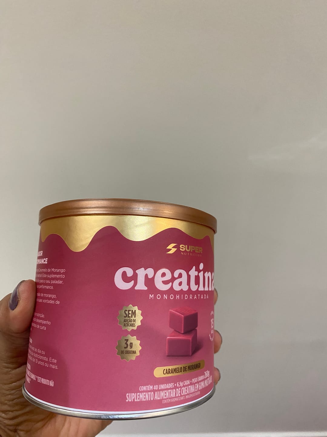 Customer photo review of Caramelo Creatina Morango