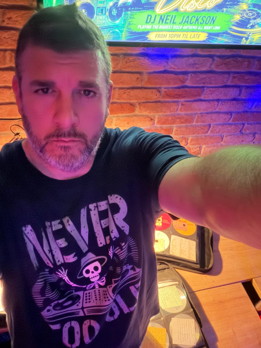 Customer photo review of Never Too Old DJ T-Shirt
