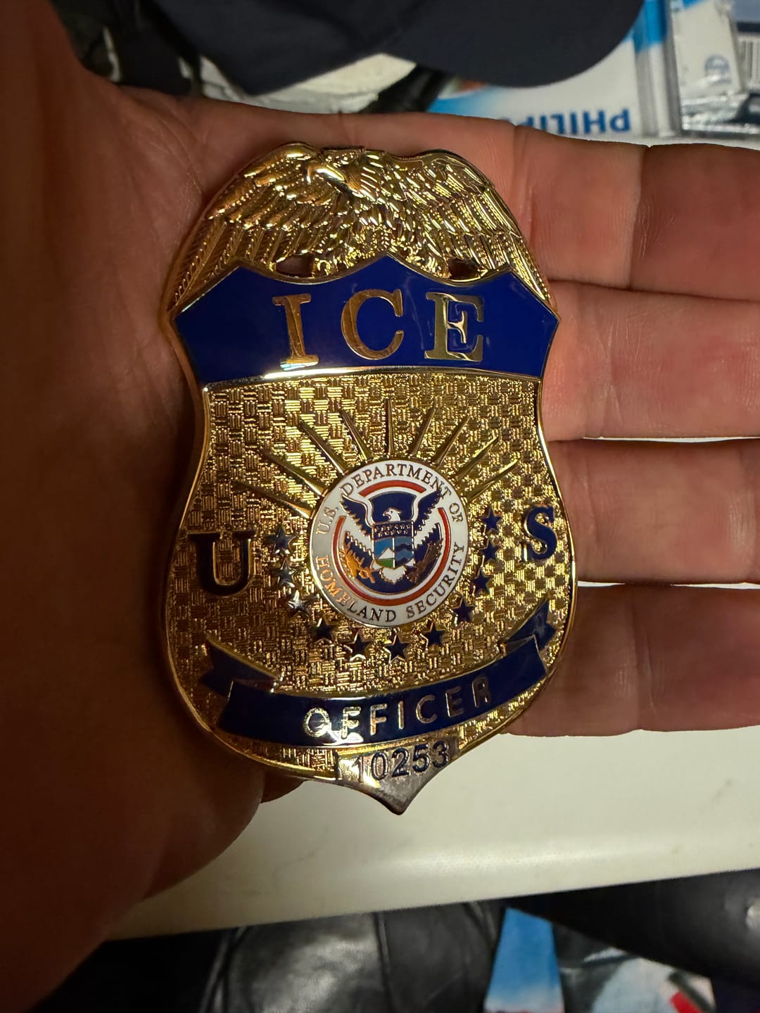 Customer photo review of US ICE Officer Badge Premium Enamel Exact Replica