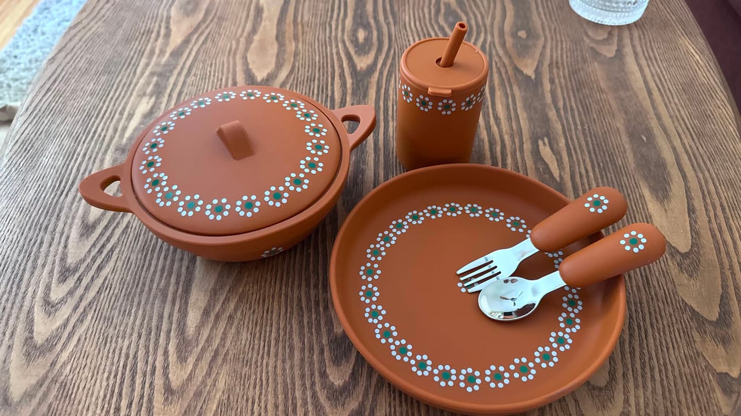 Customer photo review of PRE ORDER (Read Description) Mexican Clay Plate Baby Mexican Inspired Silicone Barro Meal Set