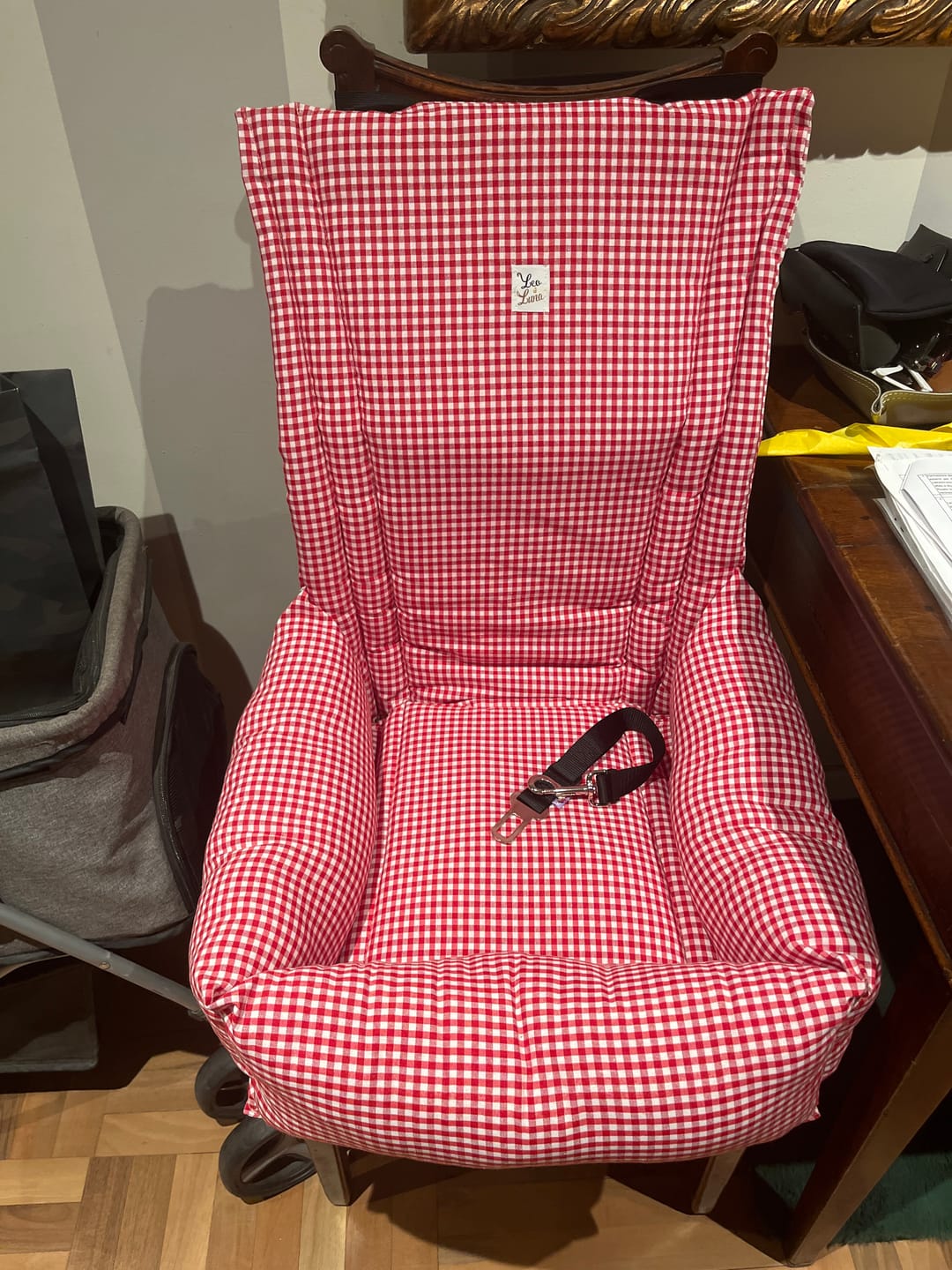 Customer photo review of Seggiolino Auto Cotone Vichy Rosso