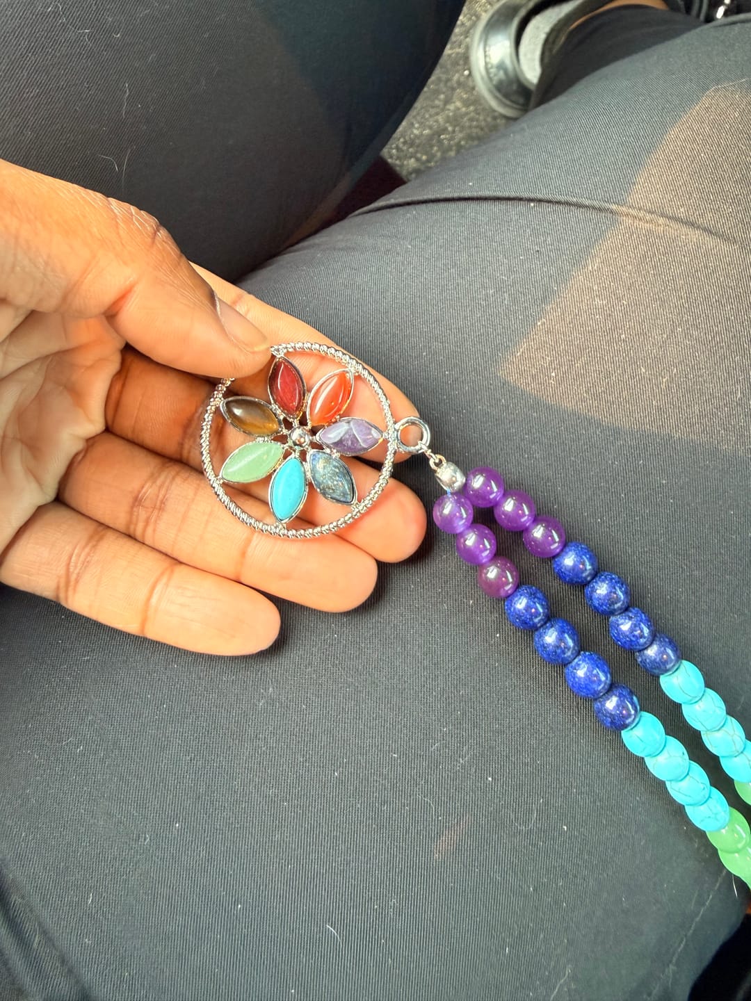 Customer photo review of Multi-Stone Chakra Healing Set - Necklace + Stretchy Bracelet