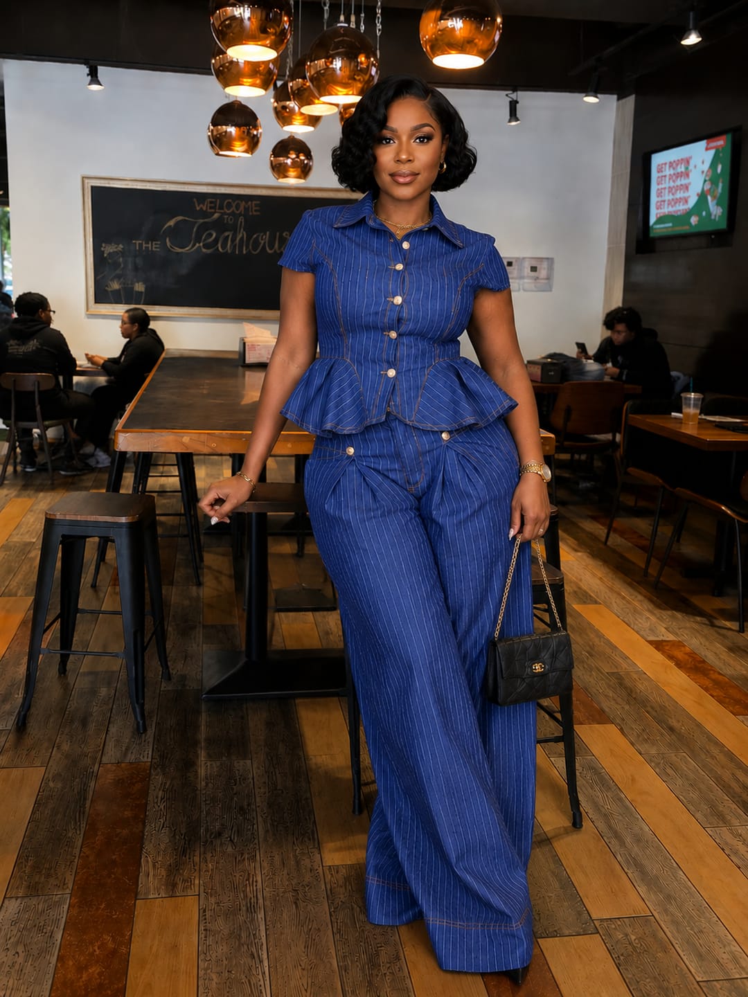 Customer photo review of Jade Denim Pinstripe Set