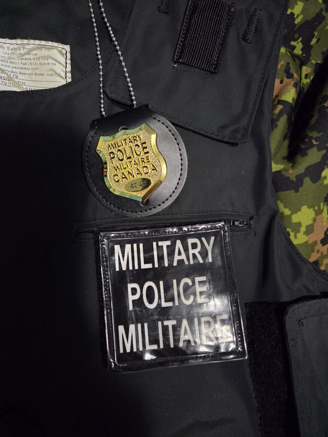 Customer photo review of MILITARY POLICE MILITAIRE CANADA Customizable Number Badge Movie Props