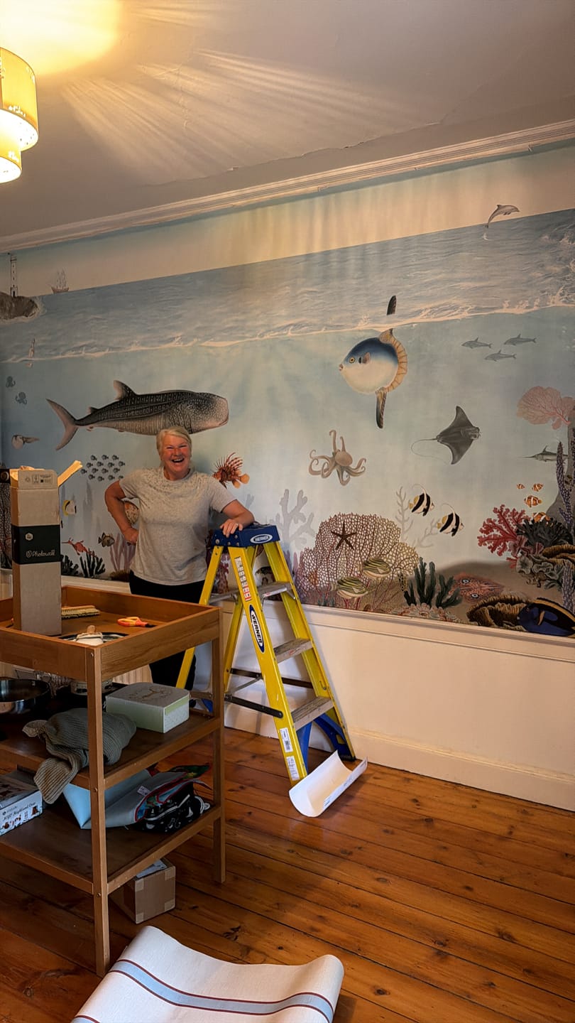 Customer photo review of Ocean Lookbook - Children's Watercolour Underwater Sea Creatures Wallpaper Mural
