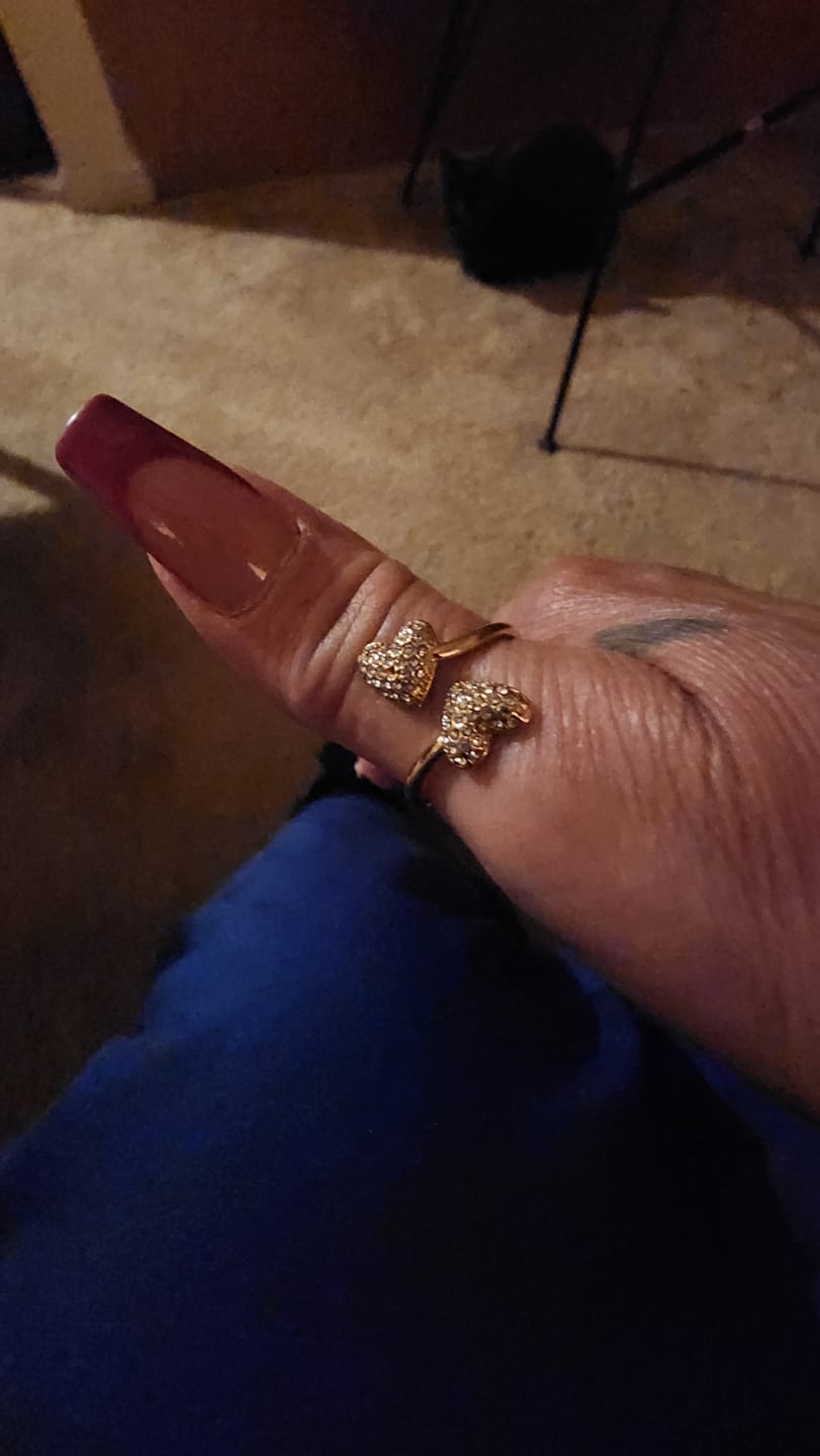 Customer photo review of Open Iced Heart Ring