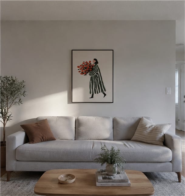 Customer photo review of Woman With Red Flowers Canvas Wall Art