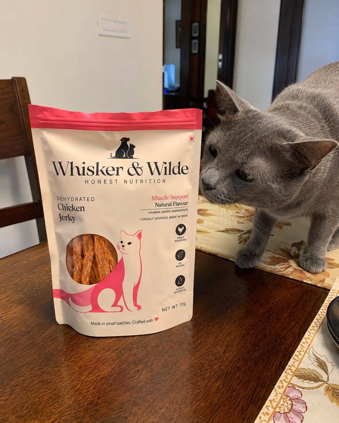 Customer photo review of Dehydrated Chicken Jerky – Original (Cat)