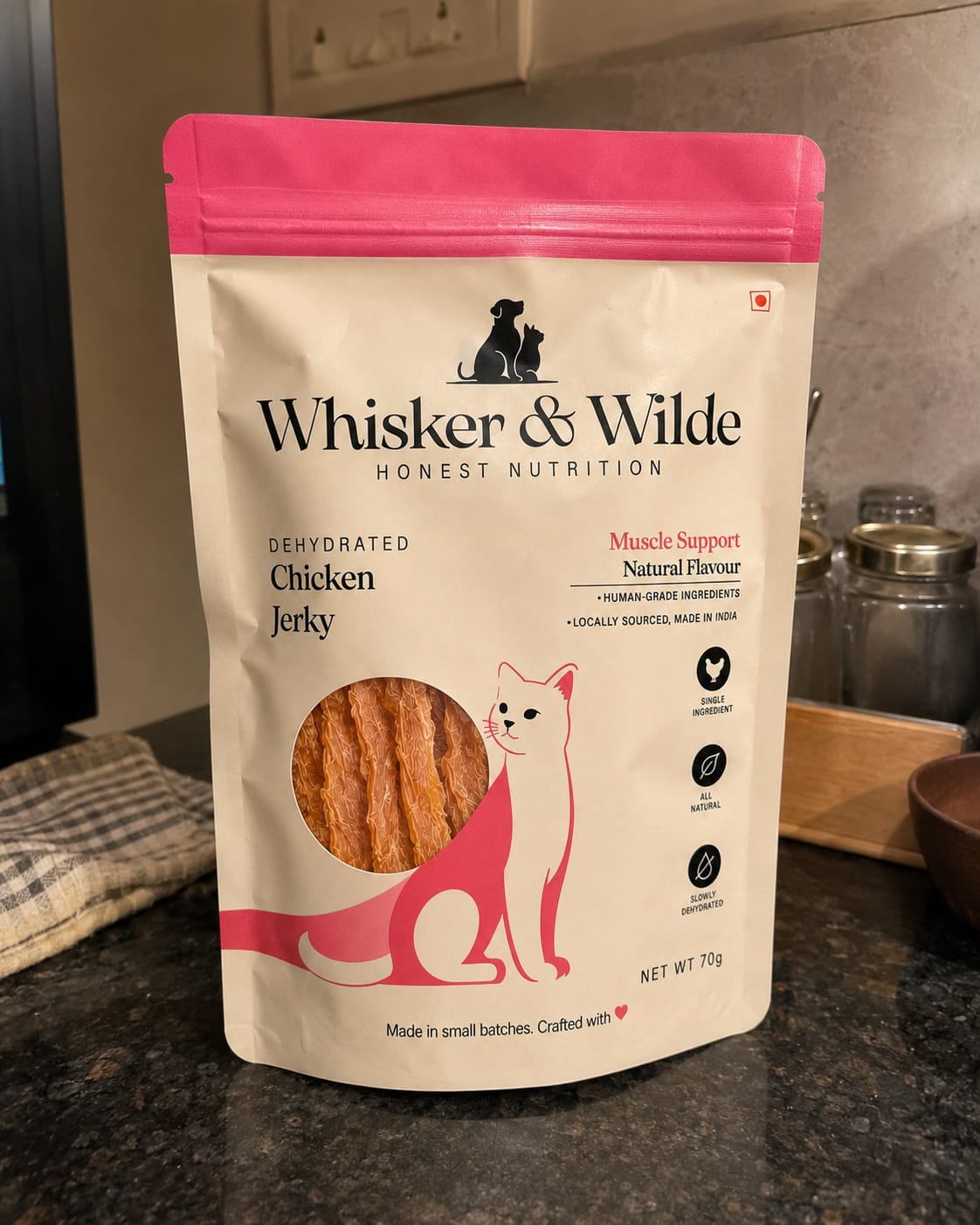 Customer photo review of Dehydrated Chicken Jerky – Original (Cat)