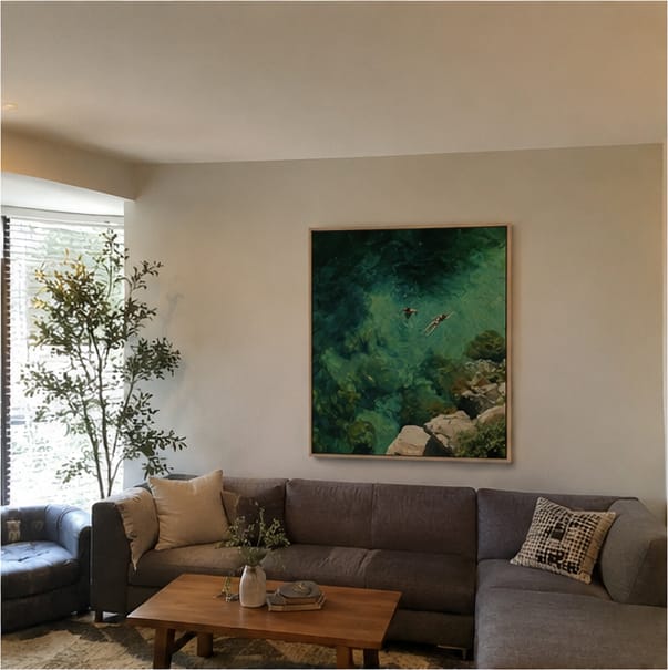 Customer photo review of Turquoise Ocean Swimmers Canvas Wall Art