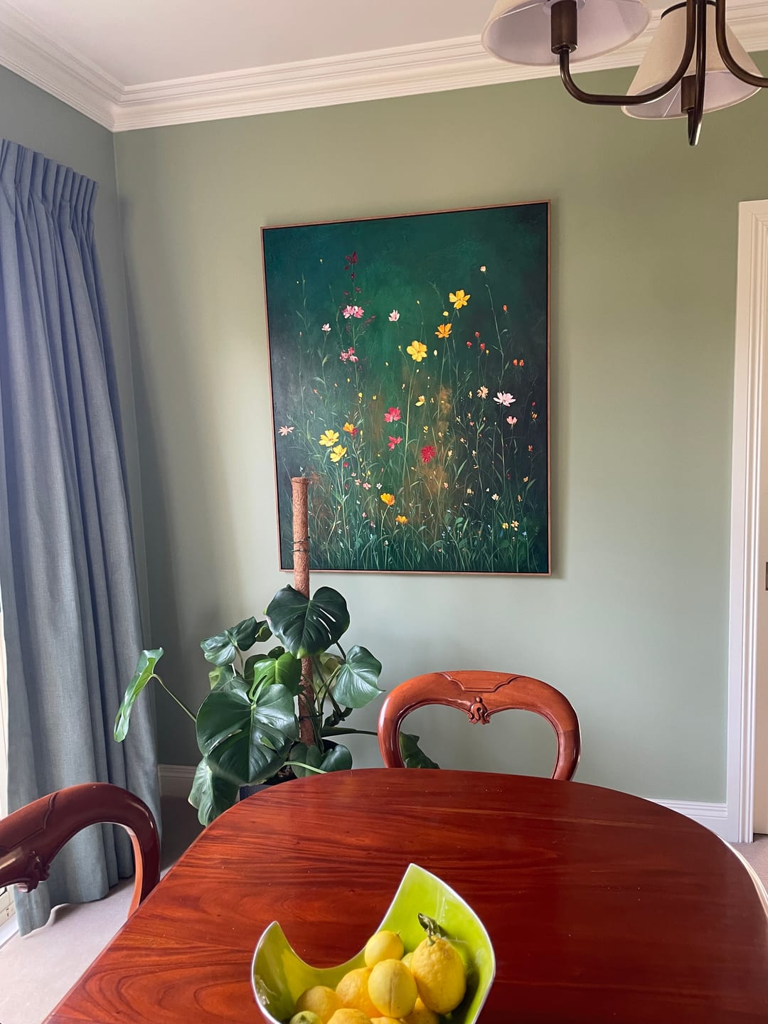 Customer photo review of Emerald Stillness – Textured Floral Wall Art, Hand-Painted Wildflower Canvas for Modern Home Decor