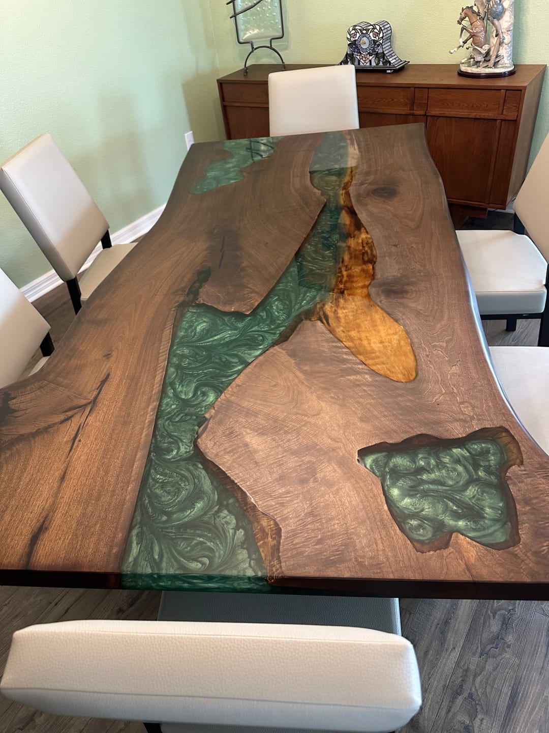 Customer photo review of Handcrafted Resin Table with Natural Wood Grain 42"x84"x2" in Stock