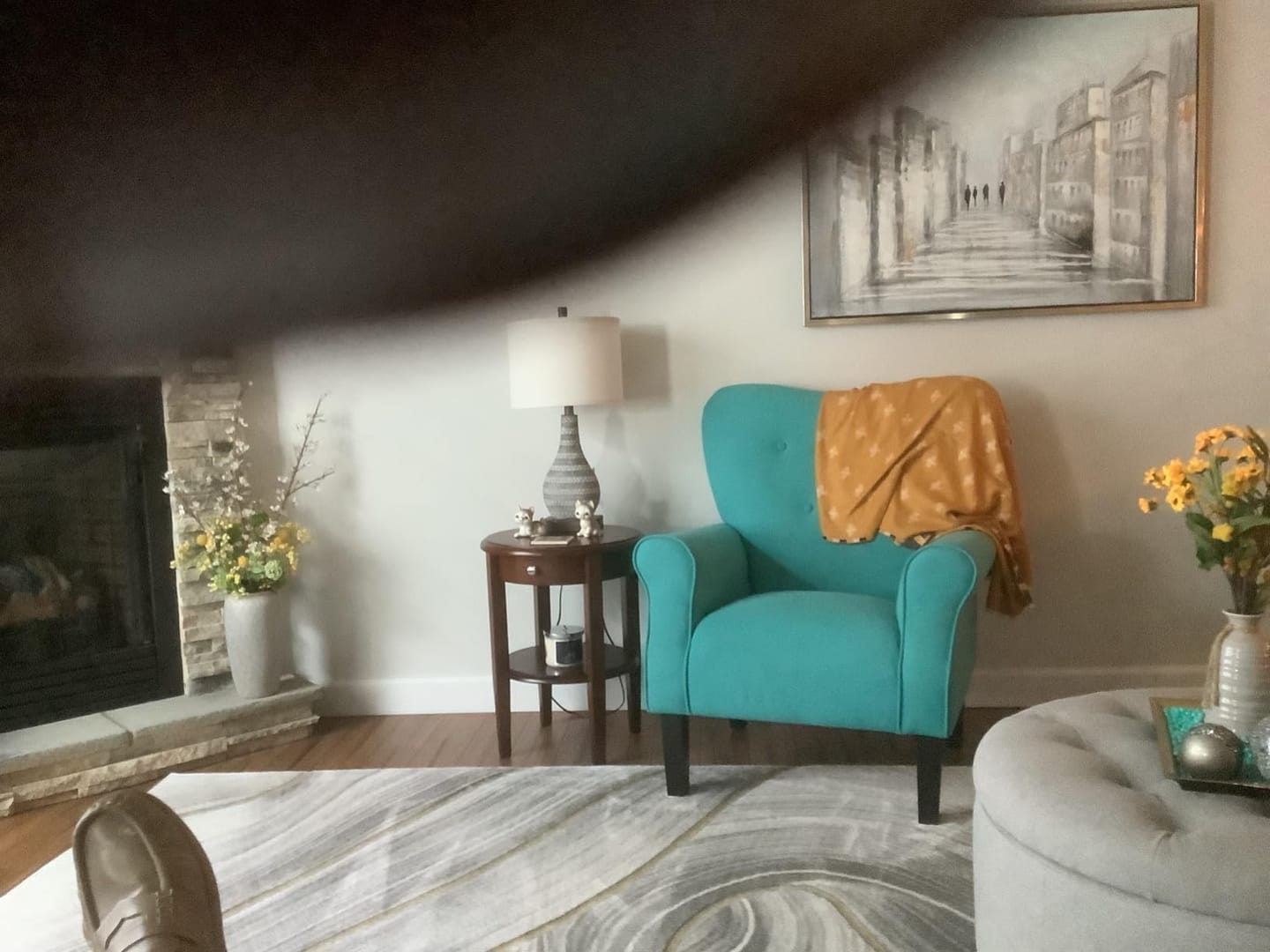 Customer photo review of Allston High Back Upholstered Accent Armchair
