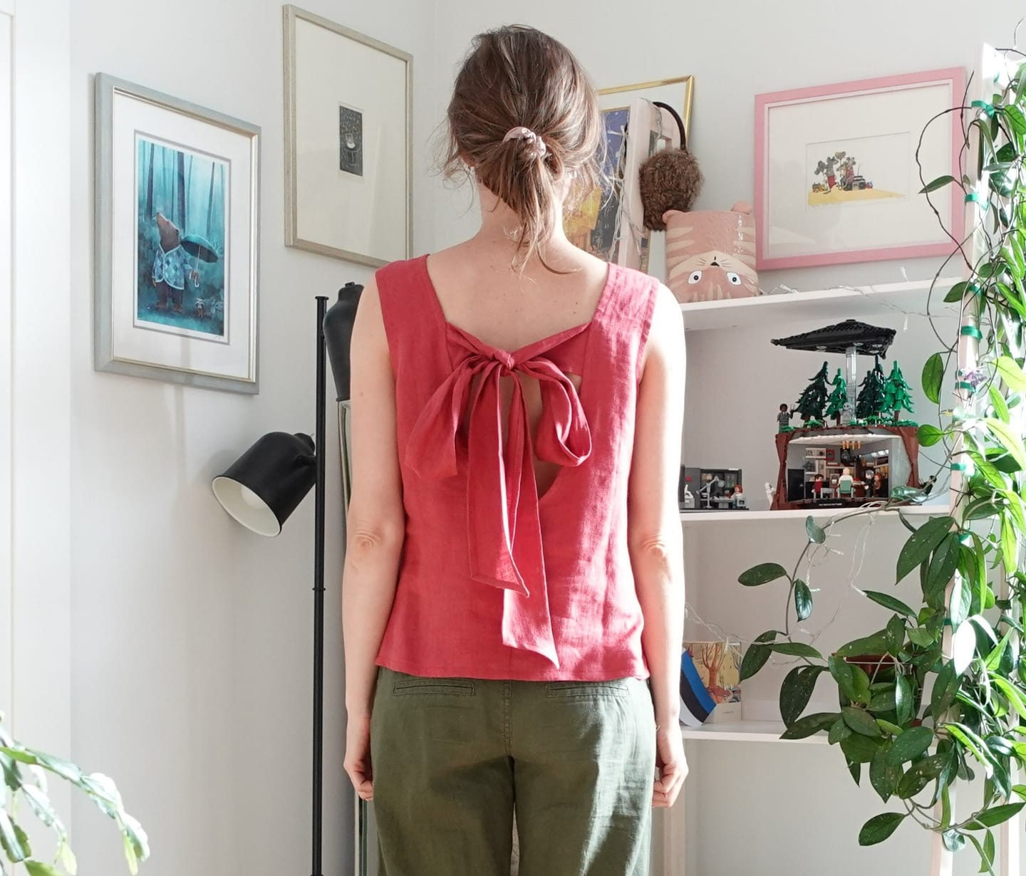 Customer photo review of Linen Bow Back Top - Sleeveless Summer Top