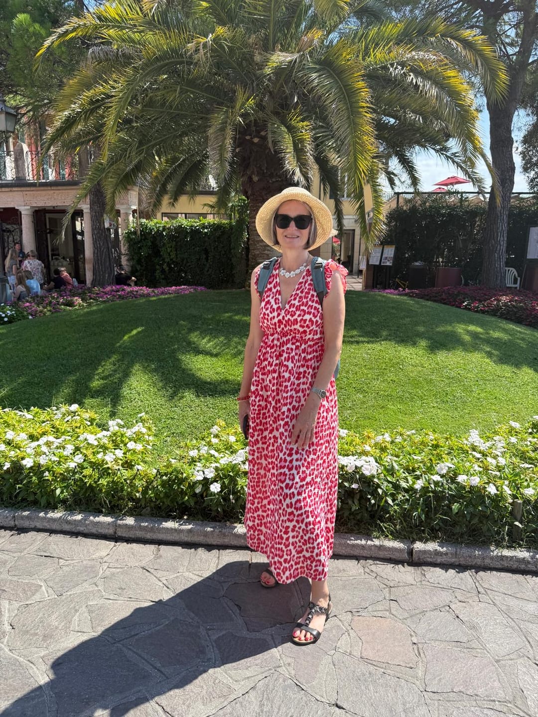 Customer photo review of "Pianosa" Leo Maxikleid aus Musselin - creme/rot