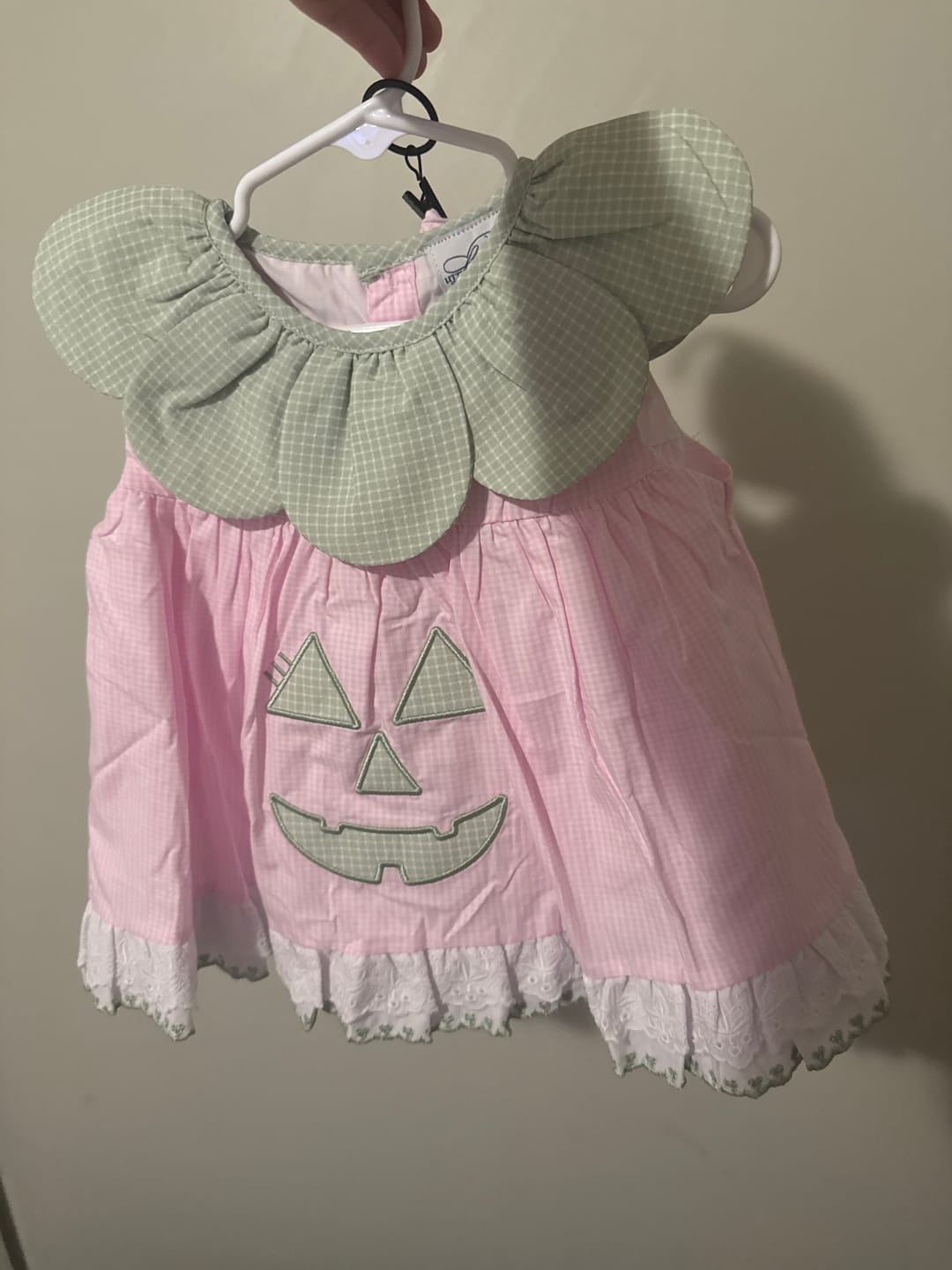 Customer photo review of Pink & Green Jack-O-Lantern Bloomer Set