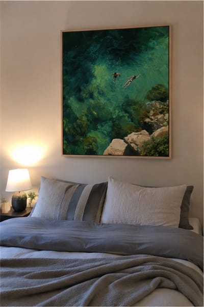 Customer photo review of Turquoise Ocean Swimmers Canvas Wall Art