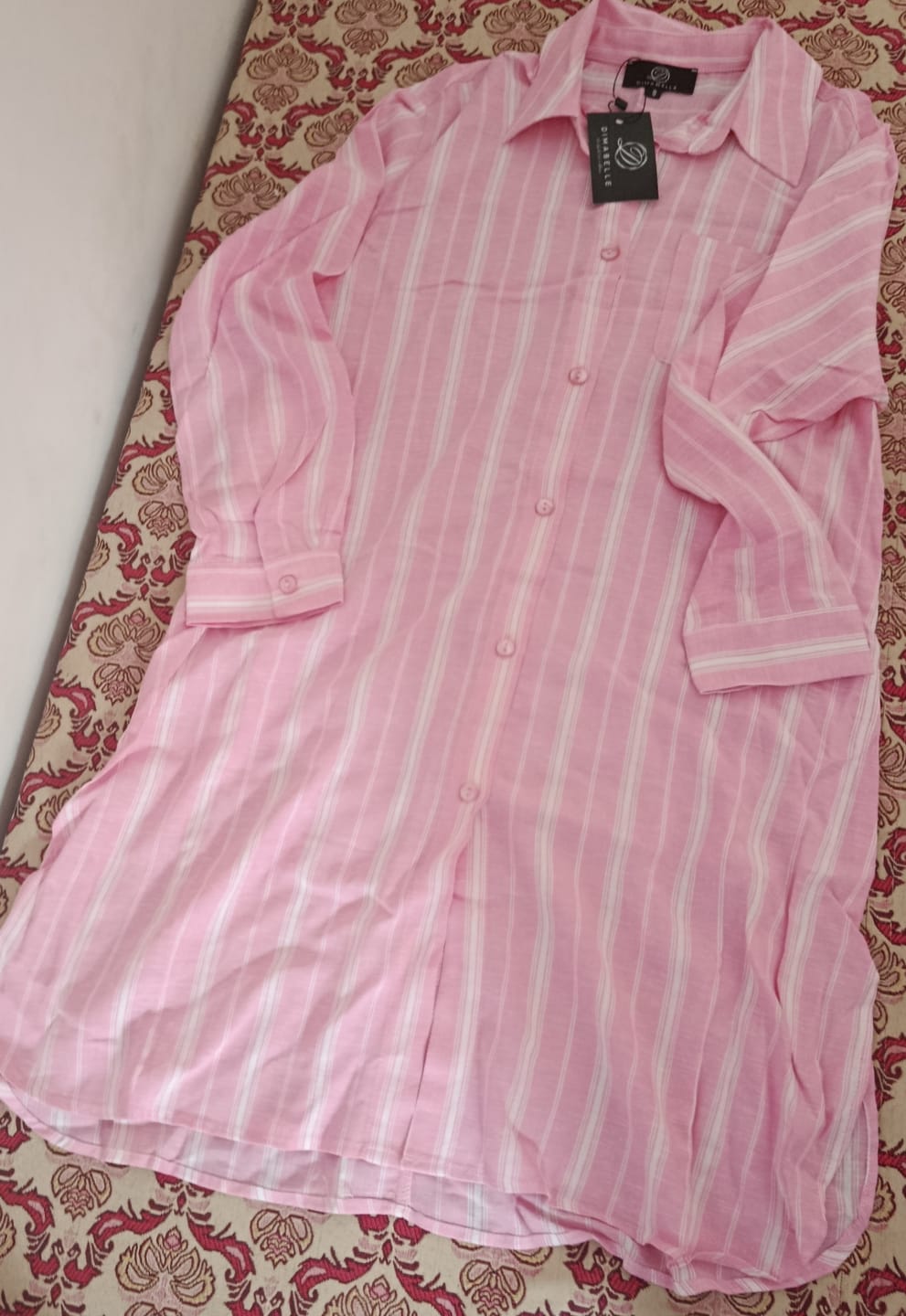 Customer photo review of Chemise rose à rayure en Lin