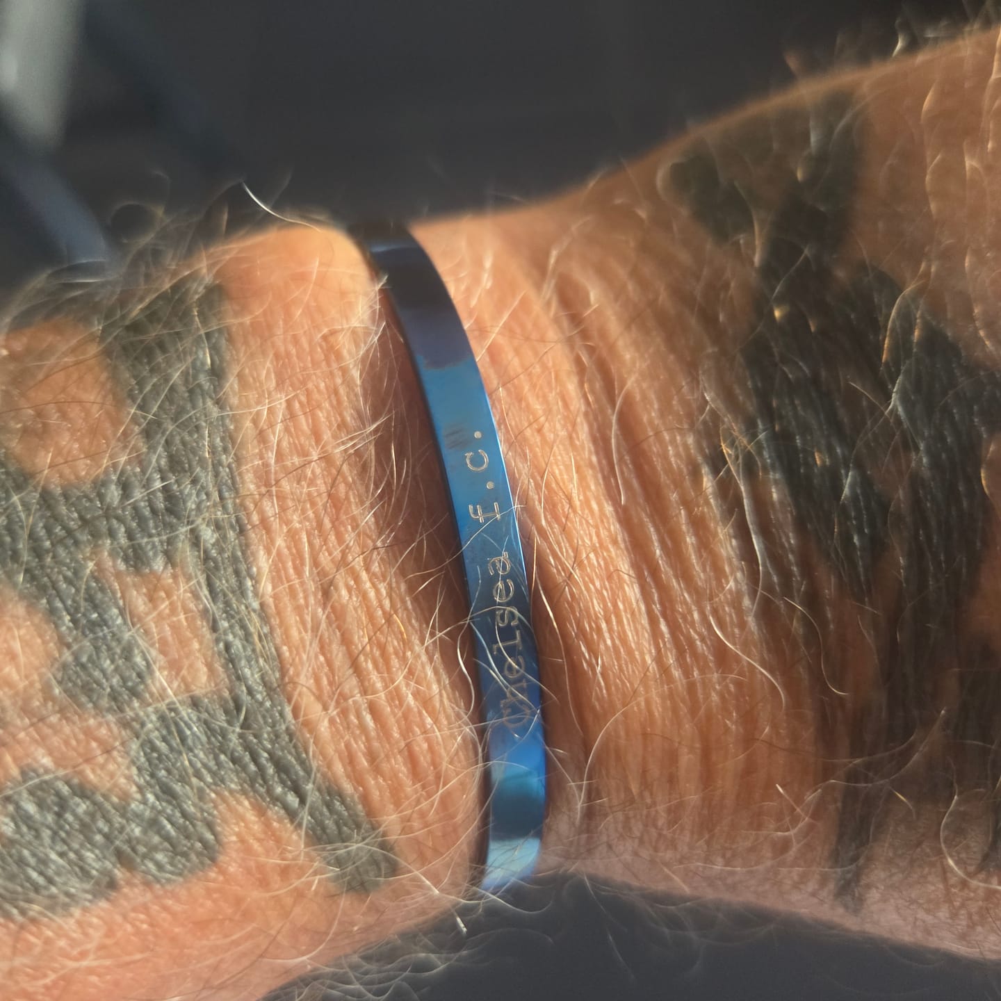 Customer photo review of Blue Personalised Cuff Bracelet