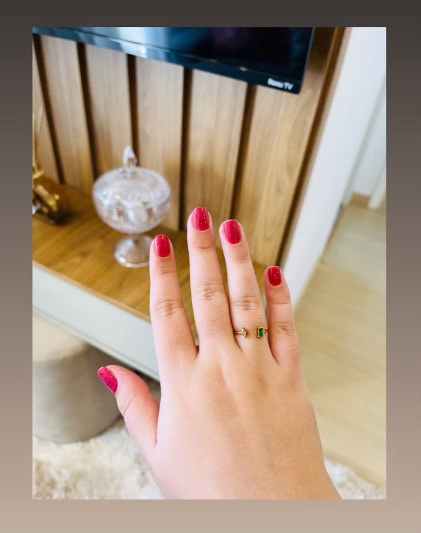 Customer photo review of Anel Roma Regulável Banhado em Ouro 18k