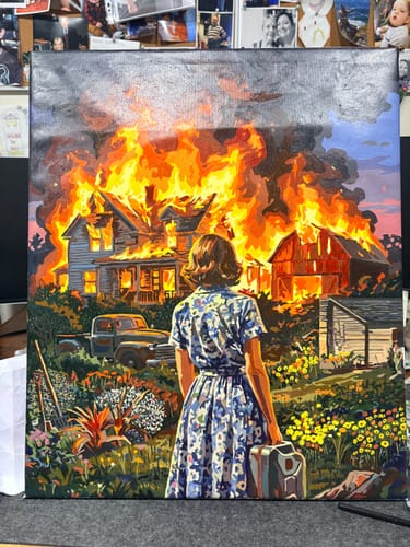 Customer photo review of Woman Watching House Fire (80 Color Paint by Numbers)