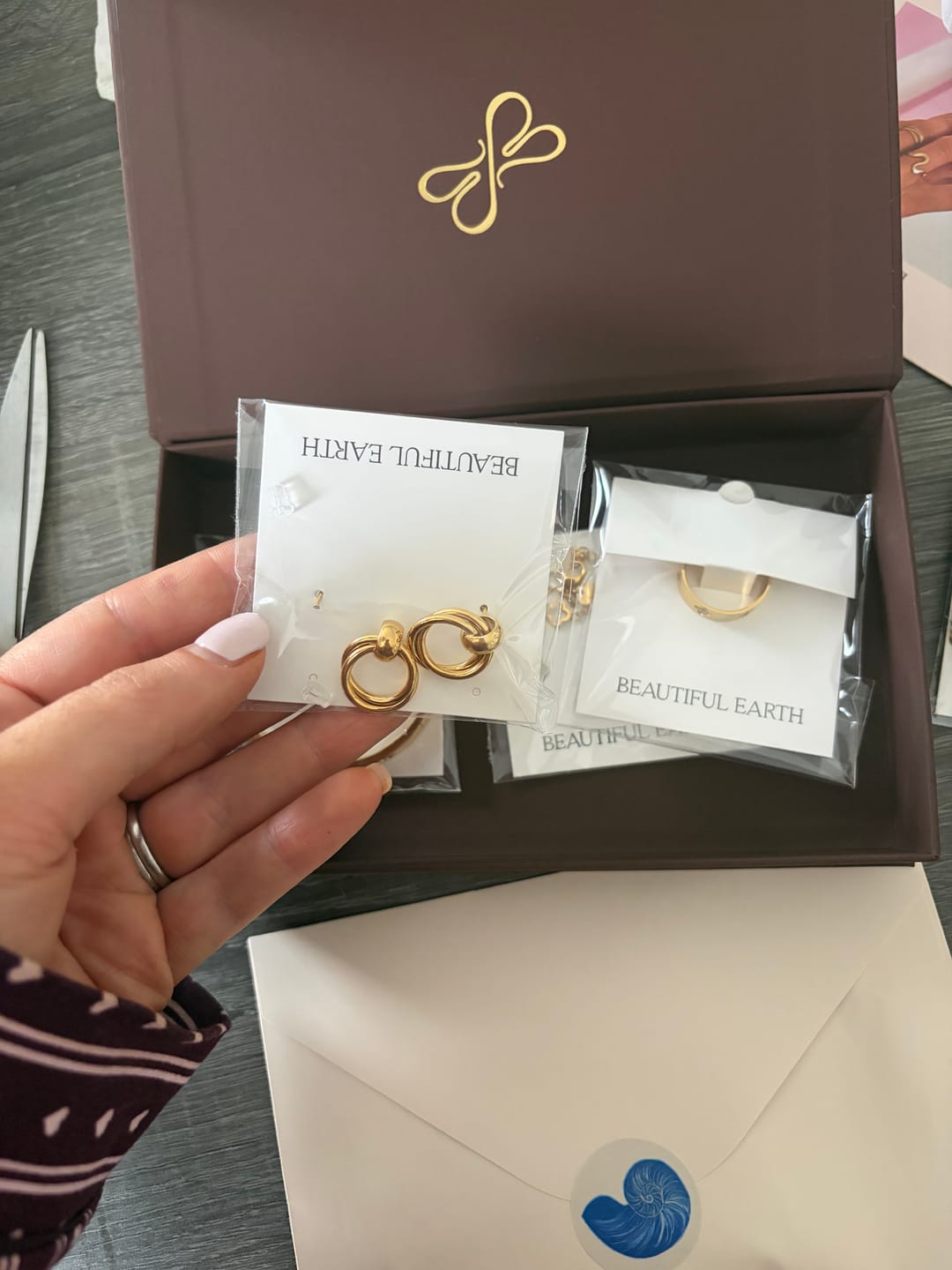 Customer photo review of Juni Layered Hoop Earrings