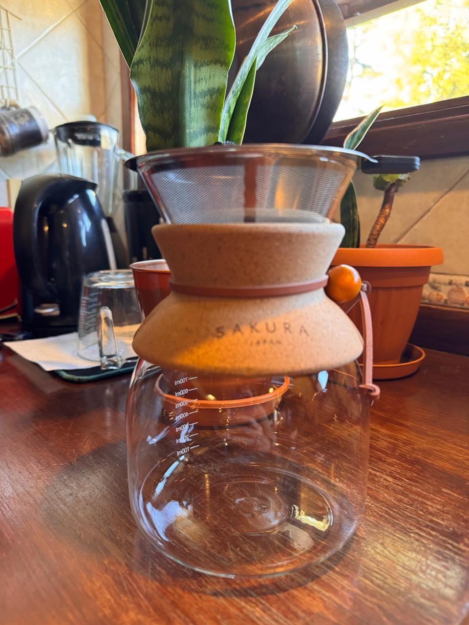 Customer photo review of Cafetera Pour Over Sakura Essence Cork 800 Ml