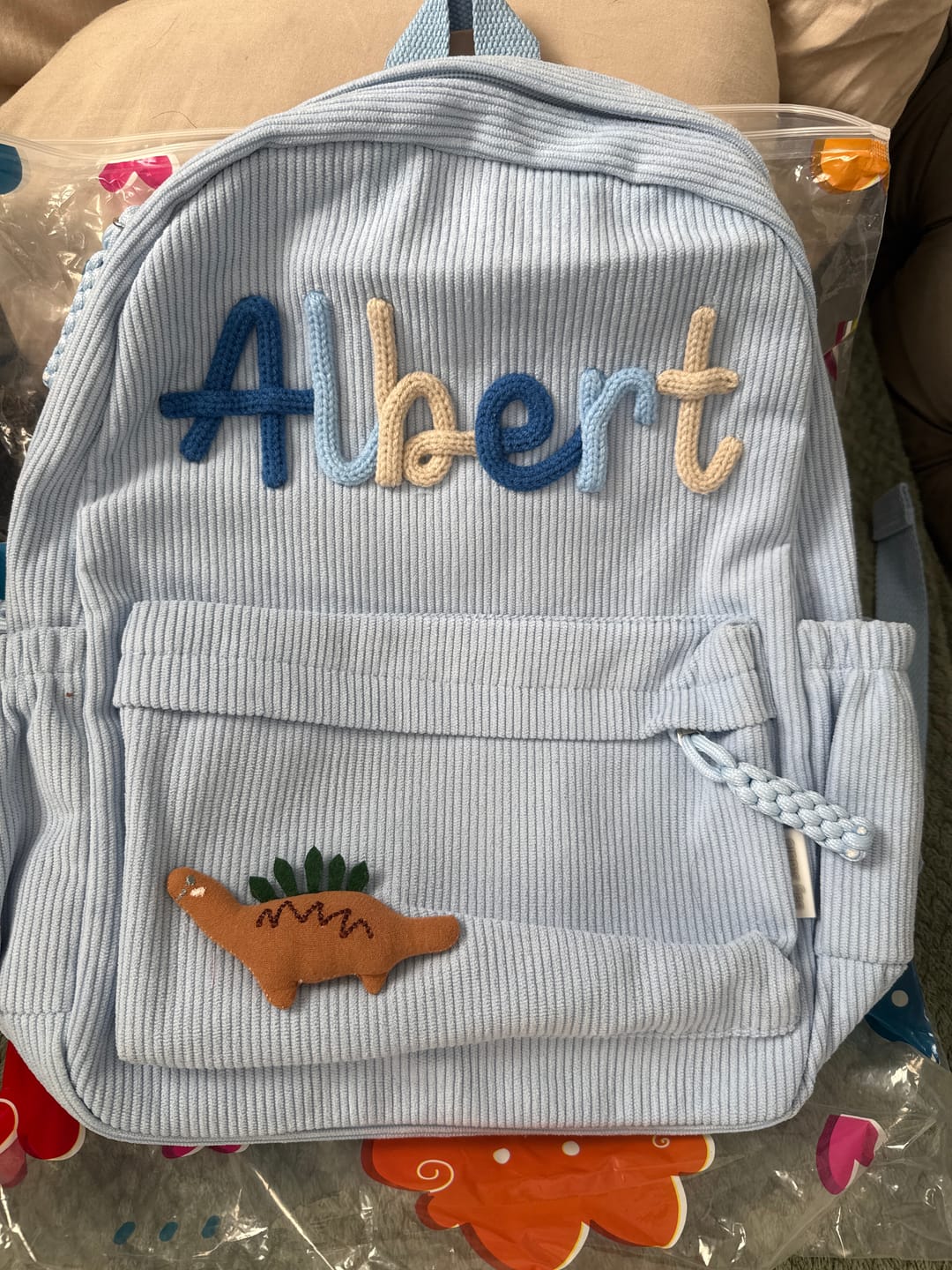 Customer photo review of K&C - Personalized Knitted Backpack