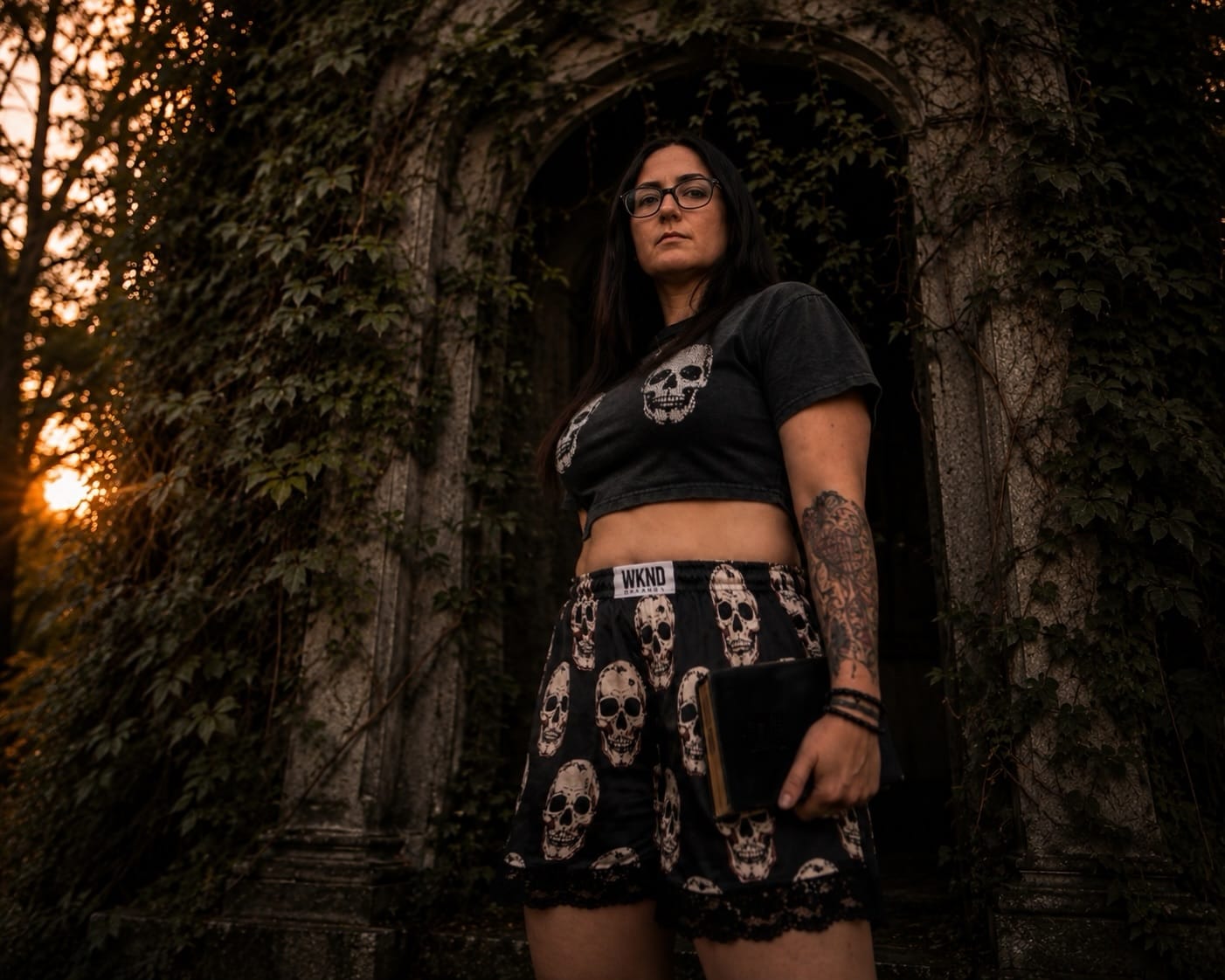 Customer photo review of Skull Kandy Satin Shorts