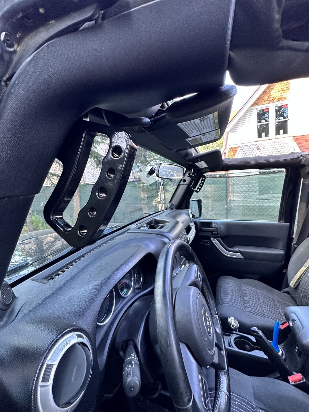 Customer photo review of Aluminum Grab Handle - Front / Rear / Black / Red for 11-18 Jeep Wrangler JK/ JKU