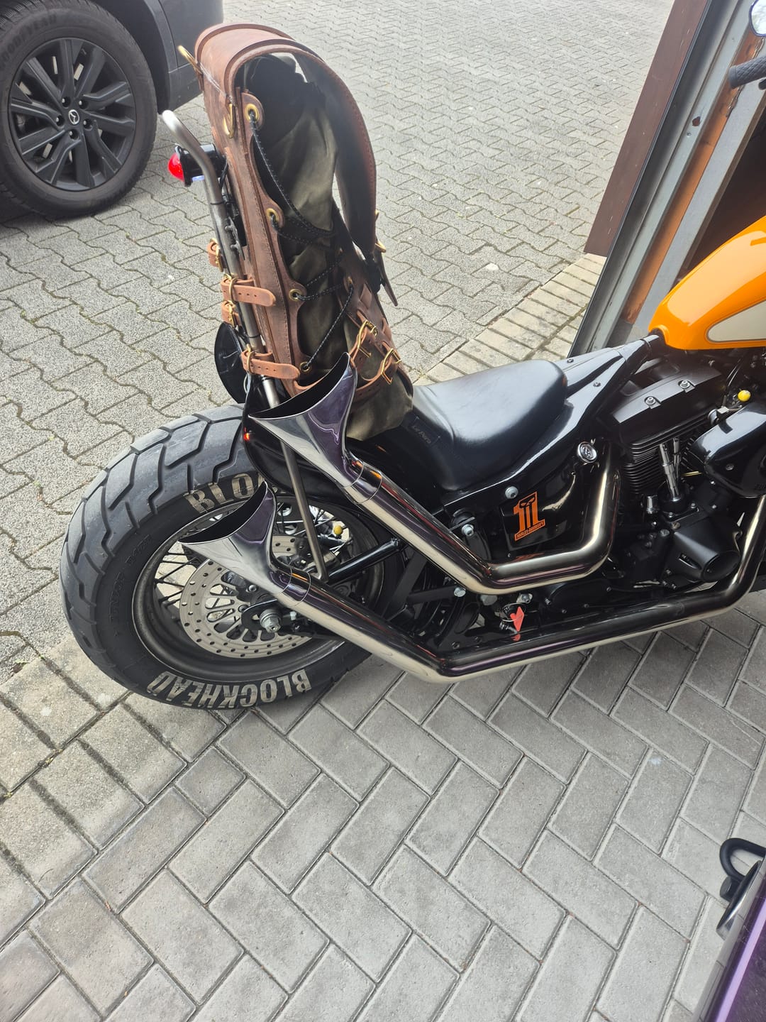 Customer photo review of 1-of-1 EXCLUSIVE: USB01S Sissy Bar Backpack (Buffalo & Waxed Canvas)