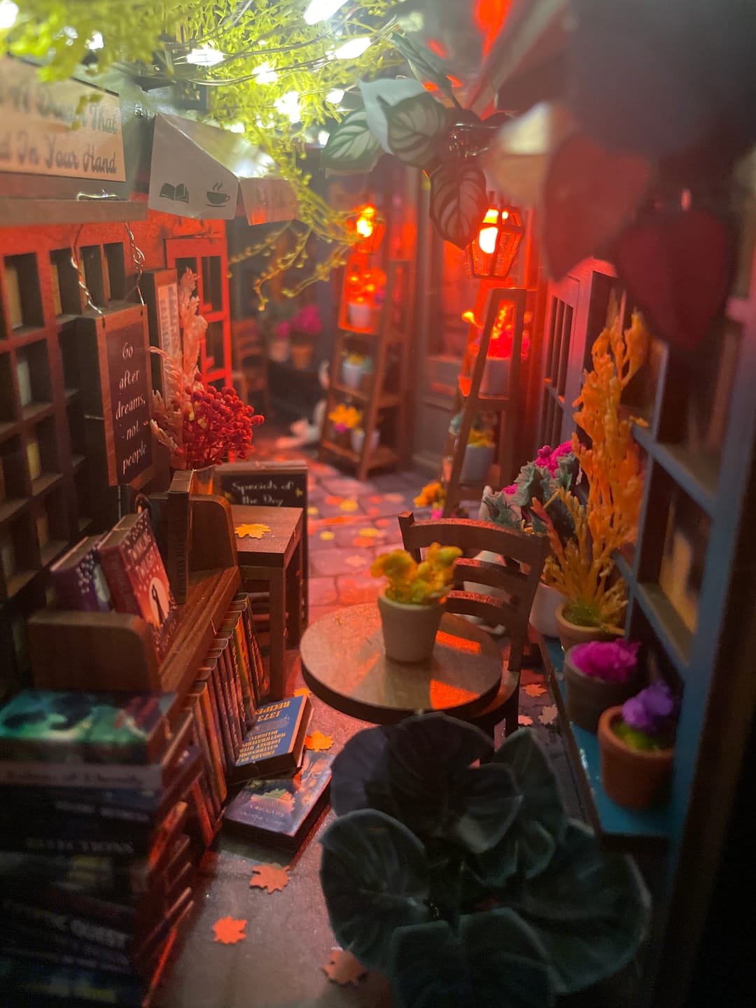 Customer photo review of Dreamy MiniAlley DIY Book Nook Kit, Scale Model, Magical Miniature Alley Bookshelf Insert