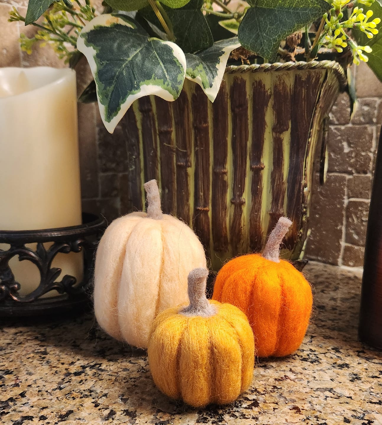 Customer photo review of Pumpkin Trio Mini Needle Felting Kit