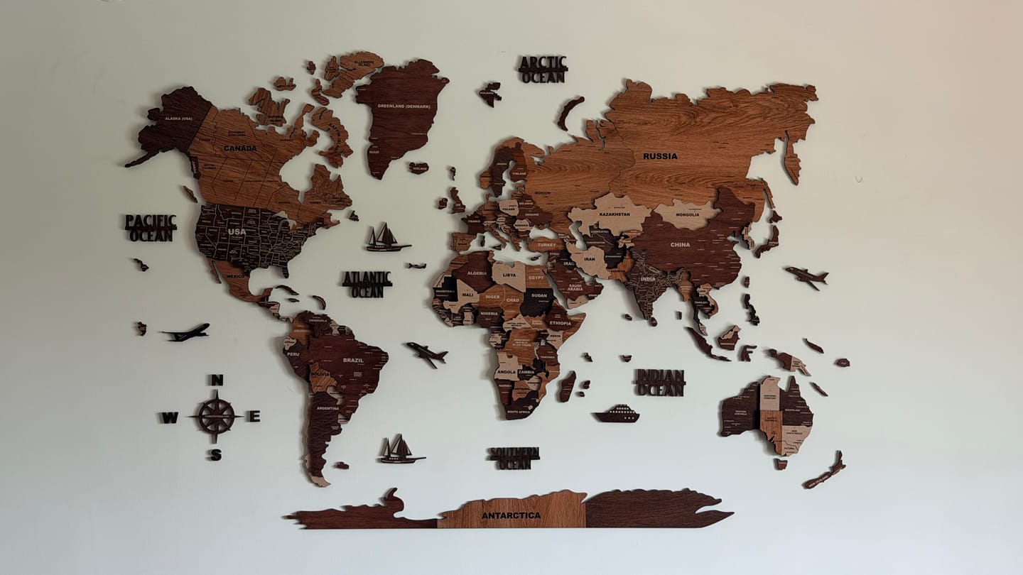 Customer photo review of 3D Mosaic Wooden World Map