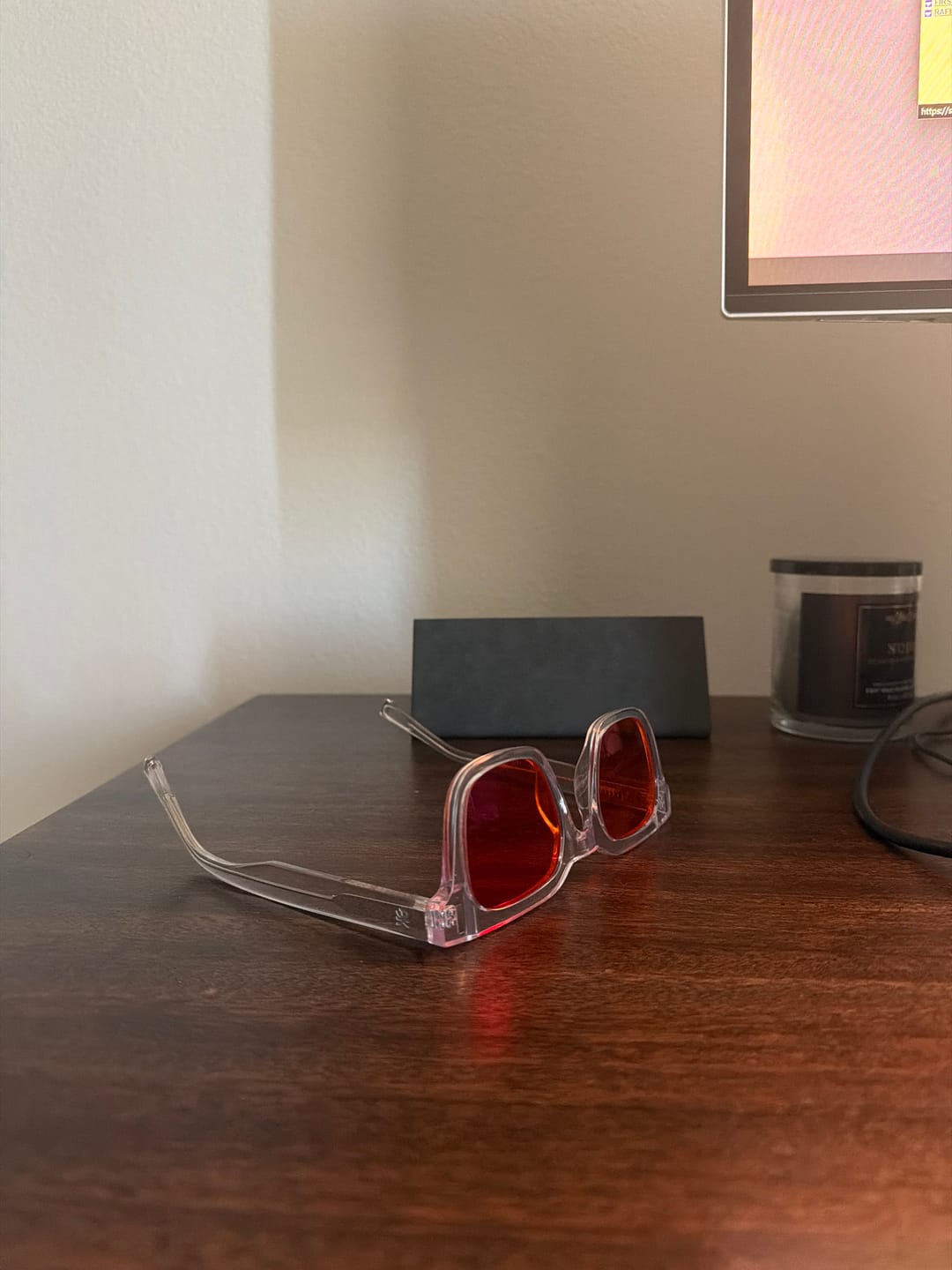 Customer photo review of The Aston Clear Blue Light blockers 2.0