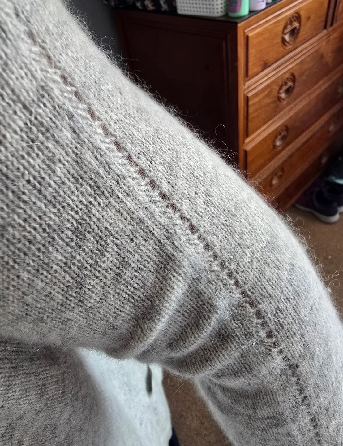 Customer photo review of Smoke Grey Cashmere Edge to Edge Cardigan Medium