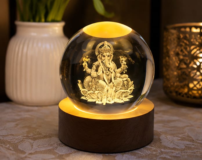 Customer photo review of DivineGlow™ 3D Ganesha Crystal Lamp