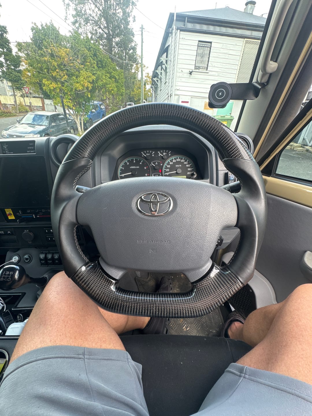 Customer photo review of Premium Steering Wheel - Suitable for use with Toyota LandCruiser 70 Series 2007-2023 Genuine Perforated Leather & Carbon Fiber