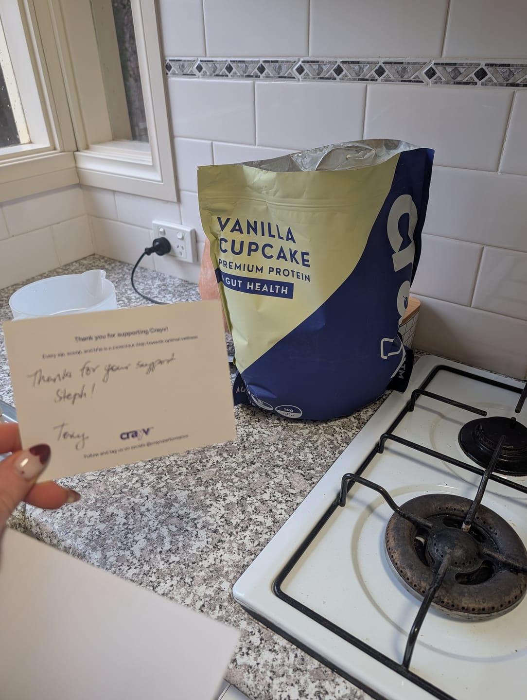 Customer photo review of Vanilla Cupcake Protein Powder