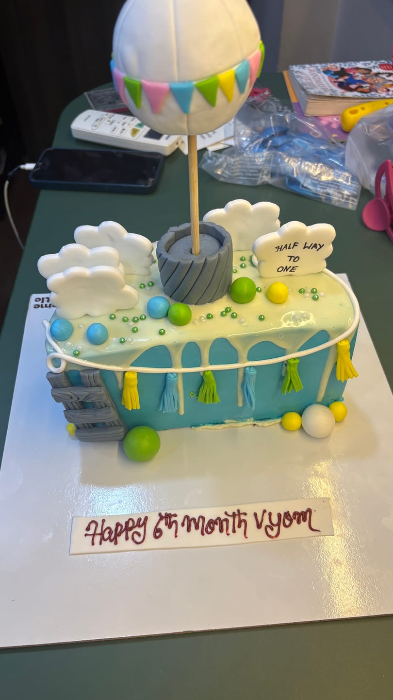 Customer photo review of Balloon 6 Months Cake