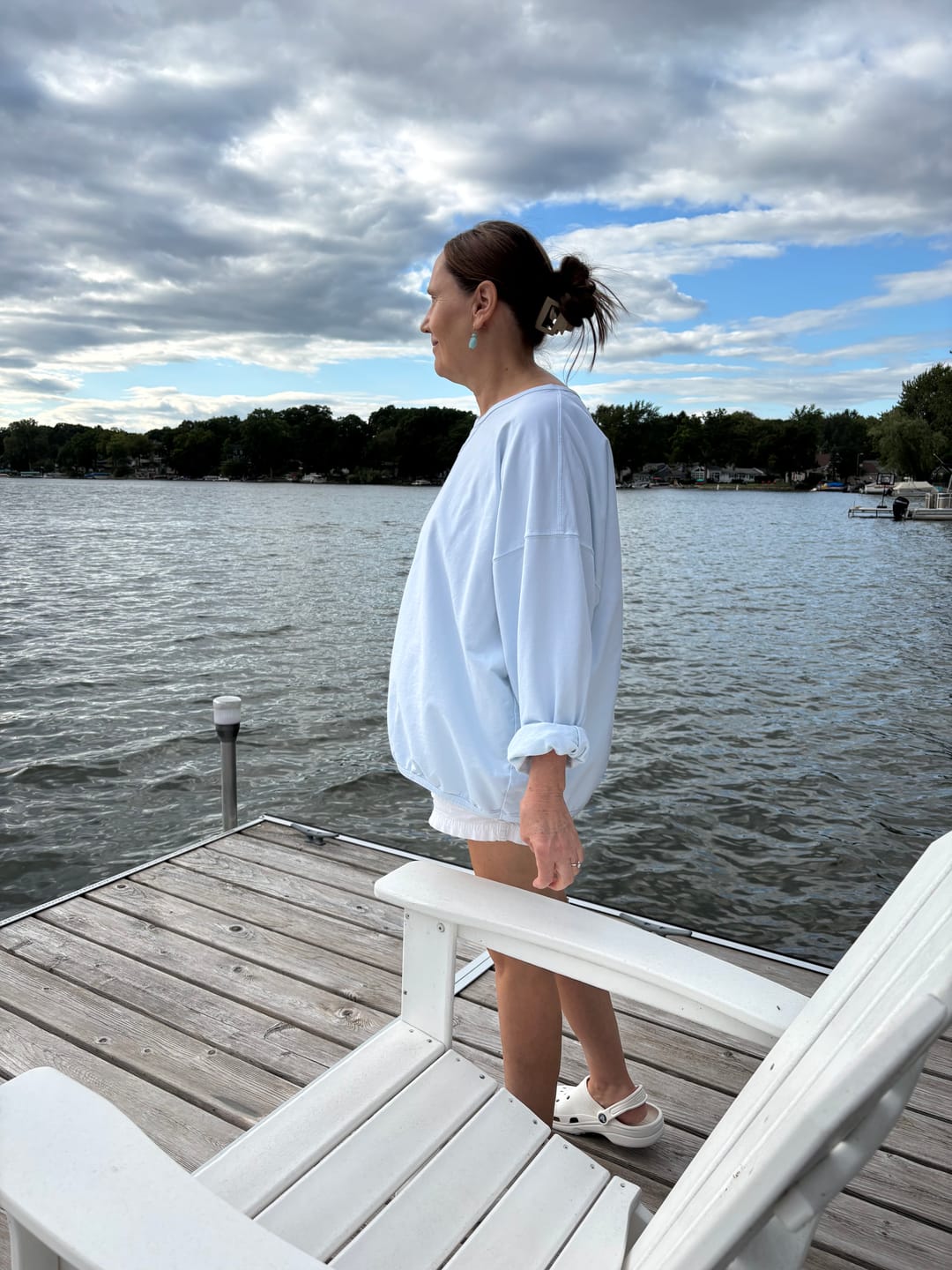 Customer photo review of Leelanau Cotton Terry Boxy Sweatshirt (Tile)