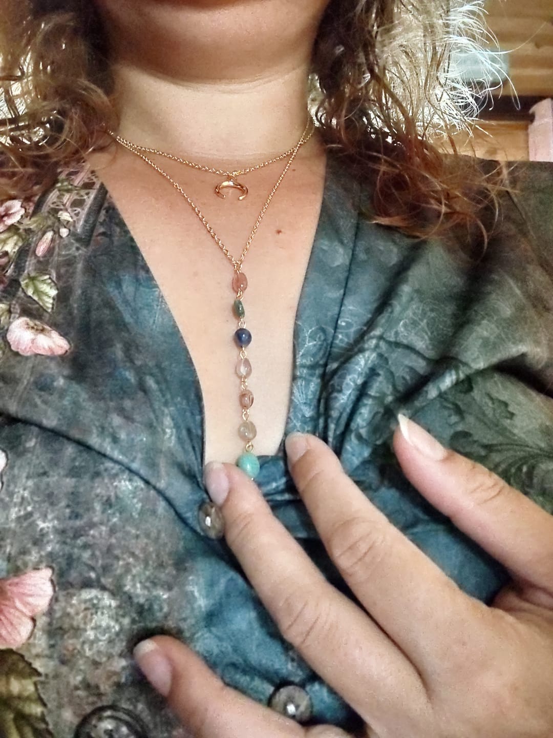 Customer photo review of Collier Double "Cascade des 7 Chakras"