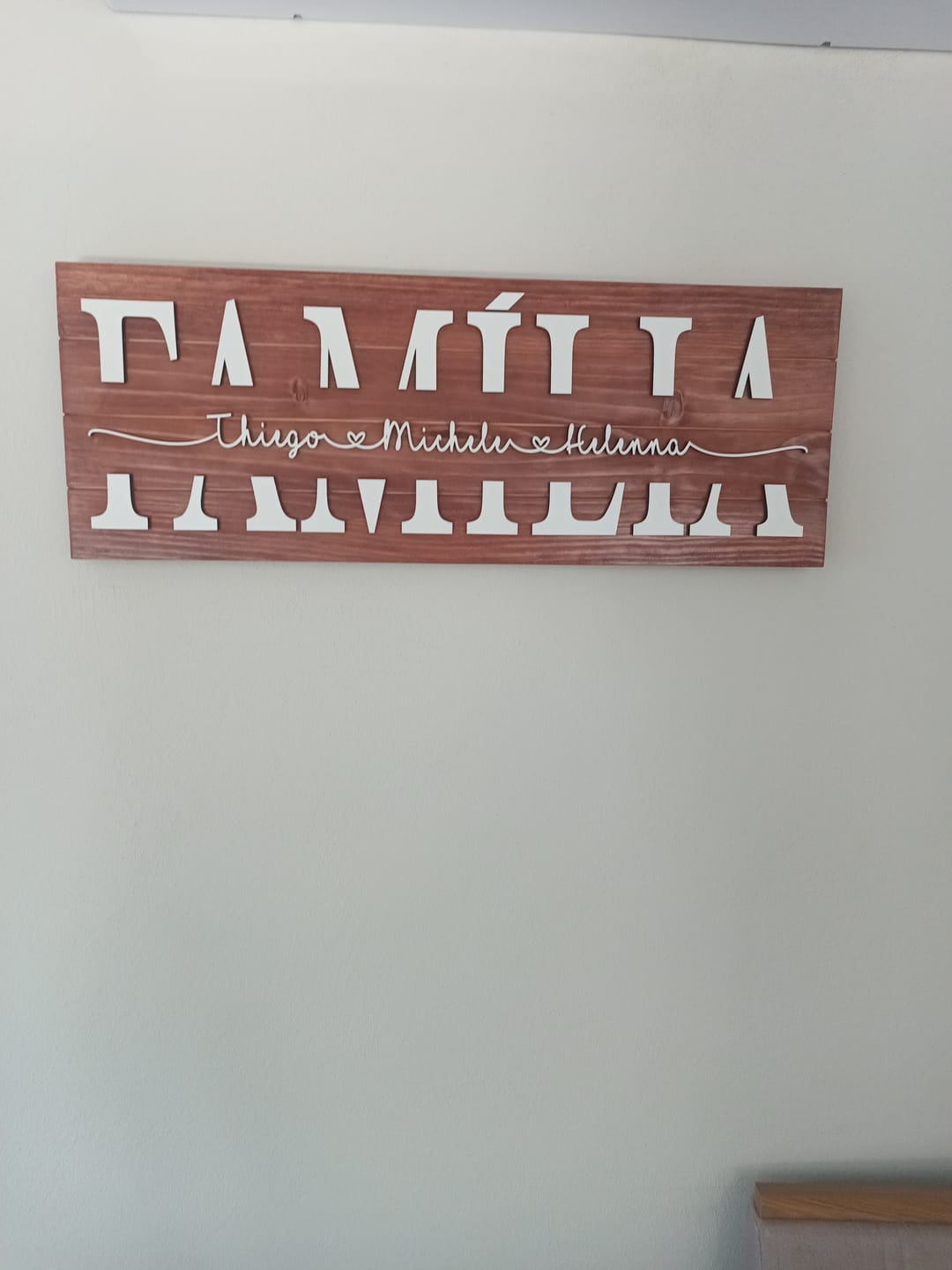 Customer photo review of Placa da Família Personalizada