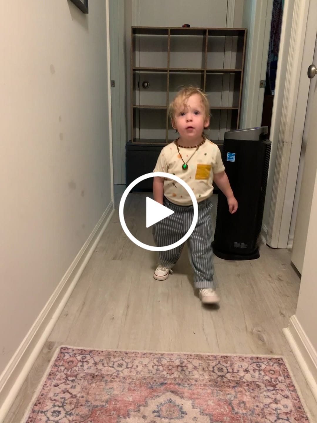 Customer video review of Navy Stripe Rib Waistband Pocket Trousers
