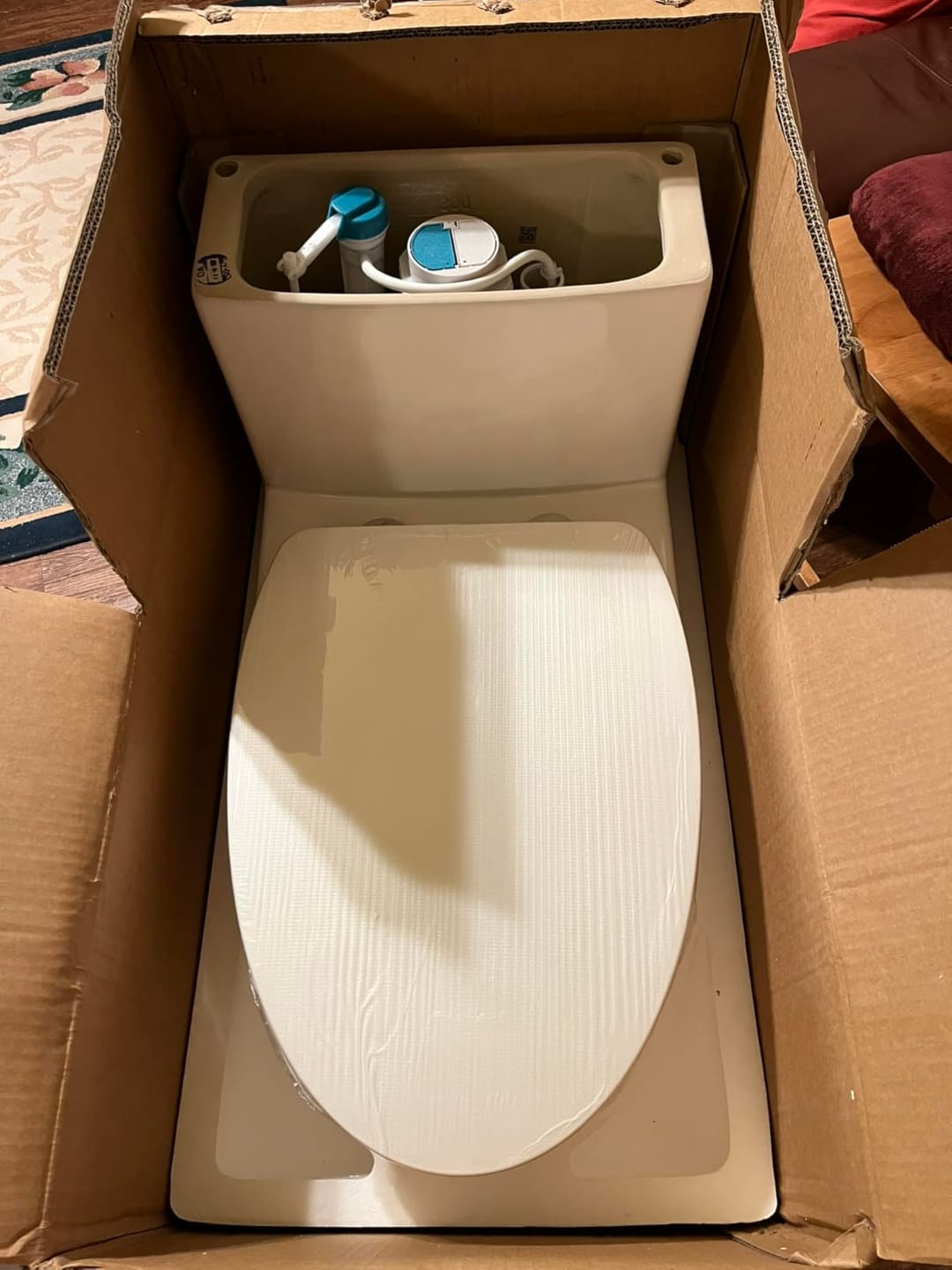 Customer photo review of Gota - Glossy White One-Piece Toilet with Dual Flush & Soft-Close Seat