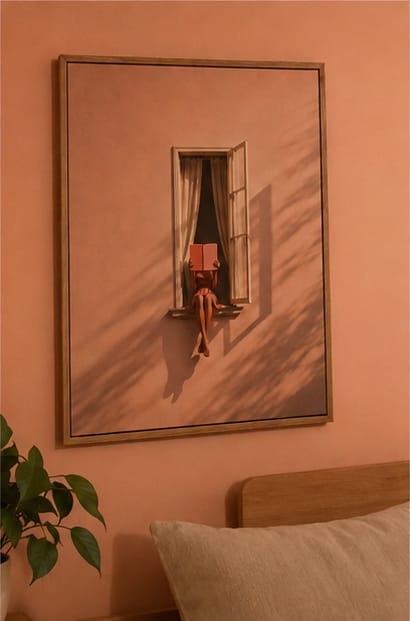 Customer photo review of Woman Reading Canvas Wall Art
