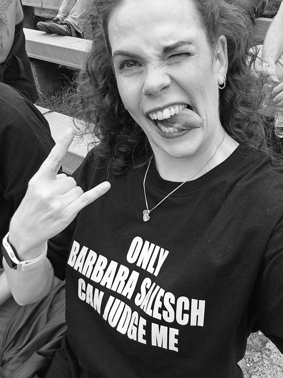 Customer photo review of Only Barbara Salesch can judge me Oversized T-Shirt