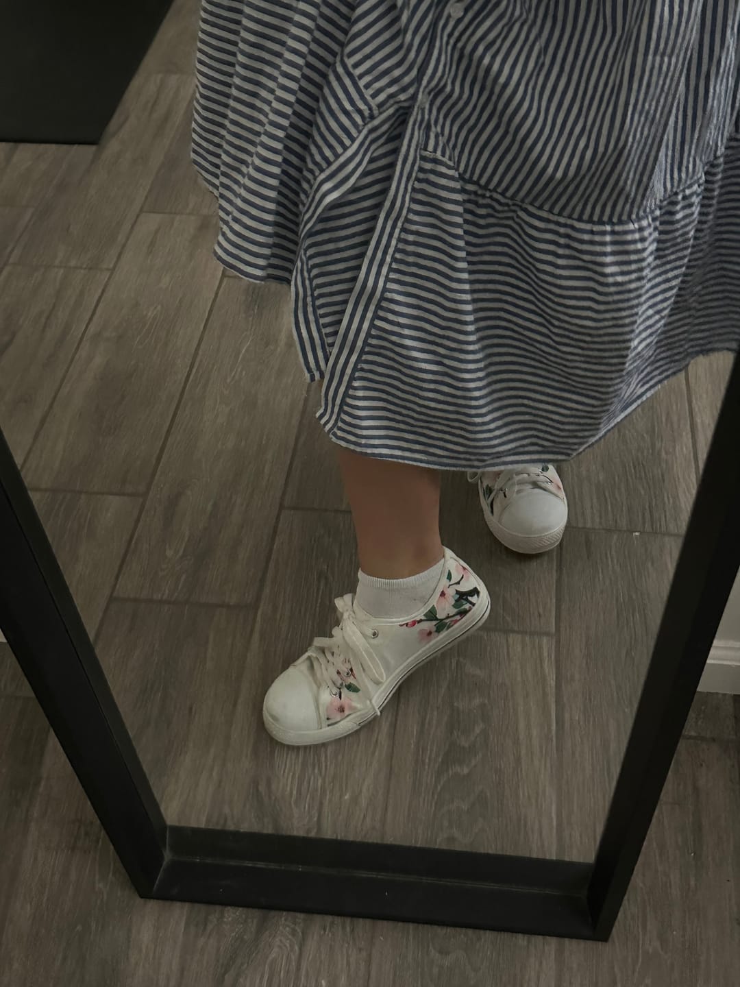 Customer photo review of White Cherry Blossom Women’s Low Top Sneakers – Wedding Floral Canvas Shoes